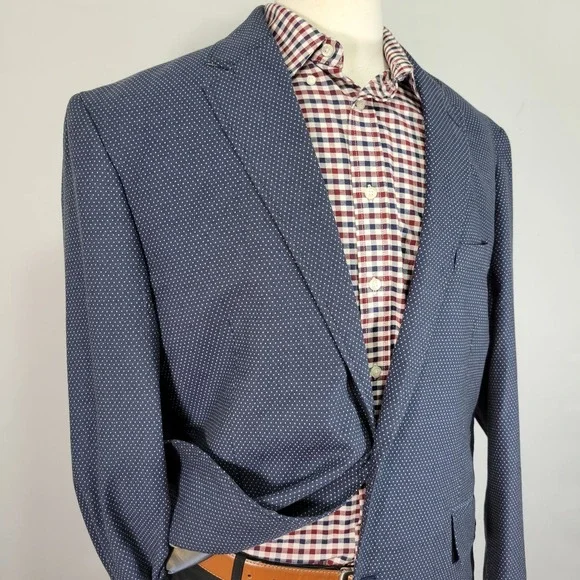 Joseph Abboud Men's Sport Coat Blazer Two Button Navy Polka Dots‎ Size XXL